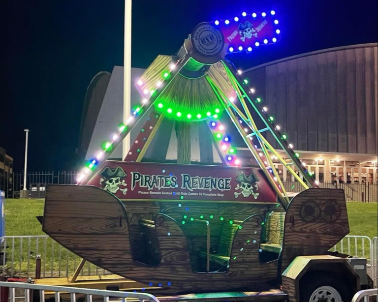 Fall Festival Attractions - Pirate Ship. Call BYB for your Halloween and Fall Festivals.